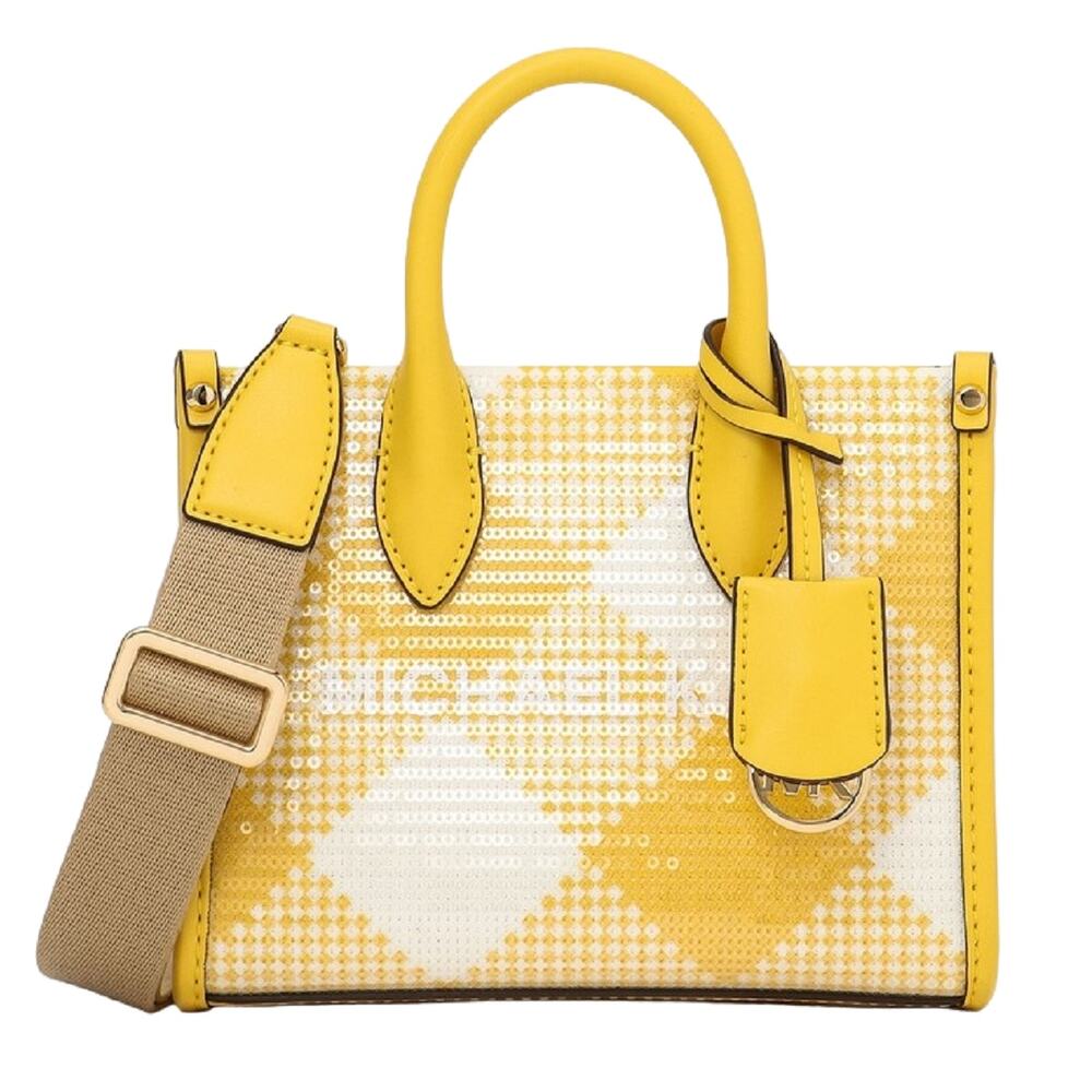 Michael Kors Mirella Extra-Small Sequined Crossbody Bag Shopper Tote Yellow Nwt